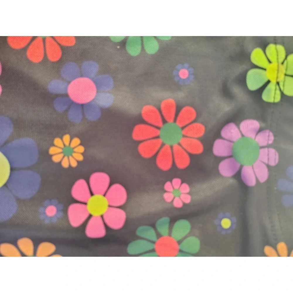 Shein Colorful‎ Floral Mesh Mini Skirt Black Multi Y2K Lettuce Hem Large